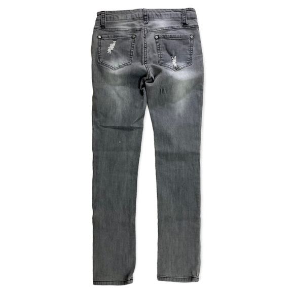 Distressed roll cuff crop jeans, Blue Asphalt size 3/26 gray wash skinny ankle - Picture 3 of 6